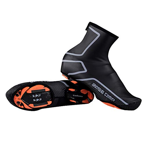 Cubiertas para zapatos de ciclismo de invierno, impermeables, resistentes al viento, calentador de montaña, bicicleta de carretera, para deportes al aire libre, color Negro, talla Large