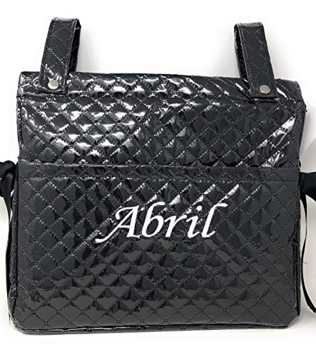 Danielstore- Talega Lactancia Personalizada Plastificada para carro bebe con nombre bordado Color gris