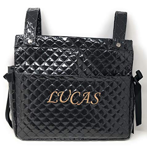 Danielstore- Talega Lactancia Personalizada Plastificada para carro bebe con nombre bordado Color gris
