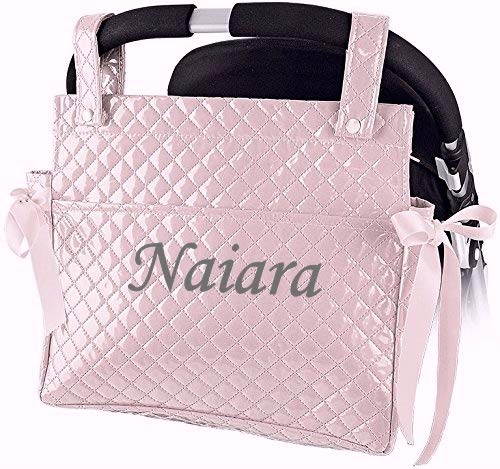 Danielstore- Talega Lactancia Personalizada Plastificada para carro bebe con nombre bordado Color gris