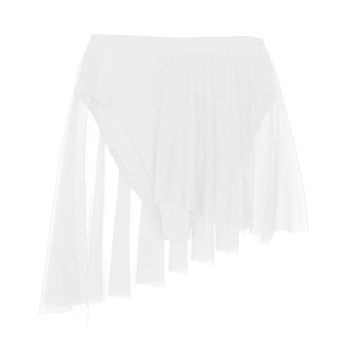 dPois 2 Piezas Traje de Danza Lírica Contemporánea para Mujer Chica Vestido Elegante de Ballet Baile Moderno Conjunto Criss Cross Crop Top + Falda Corta Irregular Fiesta Actuación Blanco S