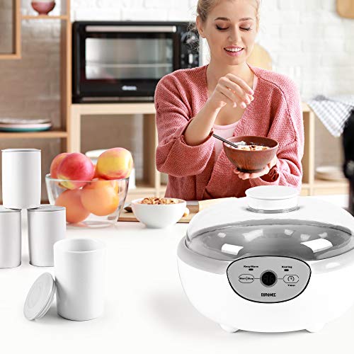 Duronic YM2 Yogurtera con Temporizador 20 W con 8 Tarros para Yogurtera de 125 ml, Panel de Control, Autoapagado, Máquina para Elaboración de Yogur Natural, Yogur Casero y Postres Tapa Transparente