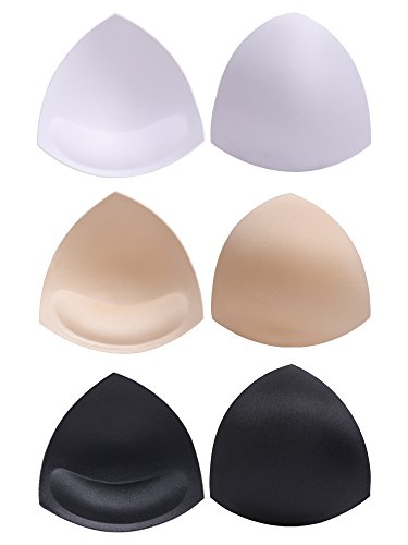 eBoot Almohadillas de Sujetador de Bikini Rellenos de Sujetador Almohadilla de Empuje, 3 Colores, Forma de Triángulo, 3 Pares