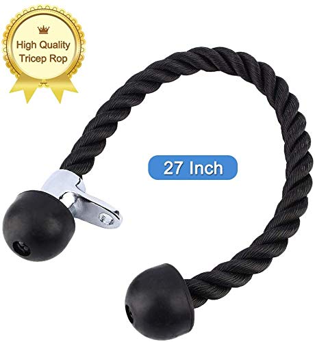 Ejoyous Cuerdas de tríceps de Gimnasia Longitud de Cuerda de 70 cm Cuerda de tríceps Trenzada de Polipropileno para Trabajo Pesado Abajo Doble Agarre