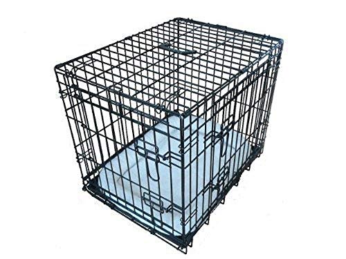 Ellie-Bo Deluxe Extra Fuerte 2 Puerta Plegable Perro Perrito de la Jaula con Cama de Matrimonio Oveja sintética Grande