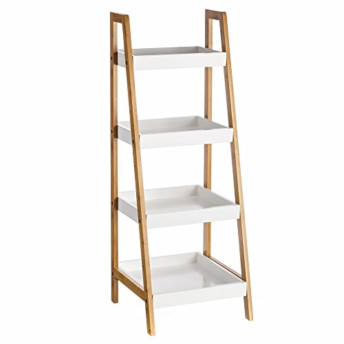 Estantería de 4 baldas nórdica blanca de bambú para cuarto de baño Basic - Lola Derek
