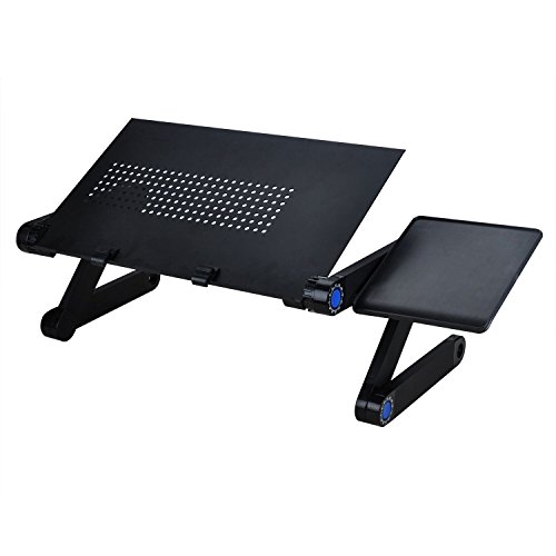 Etpark - Escritorio Plegable para Ordenador portátil con Plataforma para ratón y Barra Antideslizante (Negro sin Ventilador)