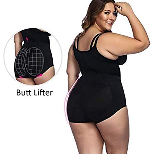 FeelinGirl Mujer Faja Reductora con Cinta Ajustable Corsé Bustier Ajustable Cremallera Shapewear Corset Waist Trainer Negro XL/Talla 42-44