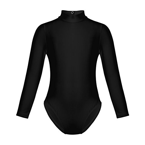 Freebily Leotardo Gimnástico Elástico Niña Maillot de Danza Ballet Gimnasia Rítmica Manga Larga Body Clásico Mono Malla Fitness Patinaje Infántil Negro A 3-4 años