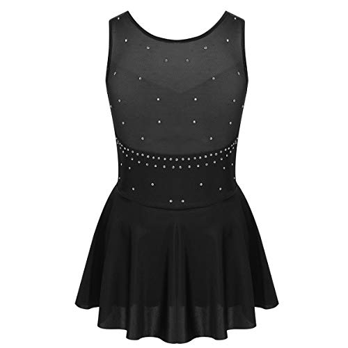 Freebily Vestido Danza Ballet Niña Maillot Leotardo de Gimnasia Artistica Ritmica Patinaje Niñas Ropa Disfraz Bailarinas Patinador Fiesta Actuación Negro 12 años