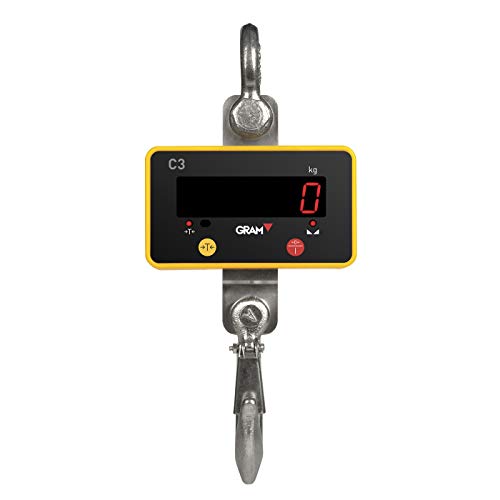 GRAM C3 Dinamómetro Báscula Gancho/Pantalla LED/Control remoto/Batería recargable/Resistencia peso industrial (500 kg / 100 g)