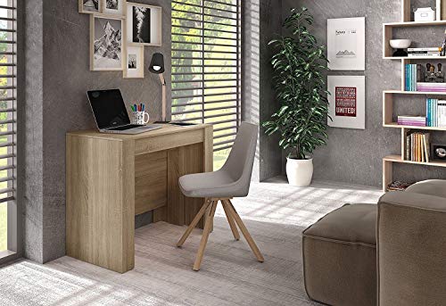Habitdesign Mesa de Comedor, Consola, Mesa Extensible, Mesa para Salon recibidor o Cocina, Acabado en Roble Canadian, Medidas: 50-235 cm (Largo) x 90 cm (Ancho) x 78 cm (Alto)