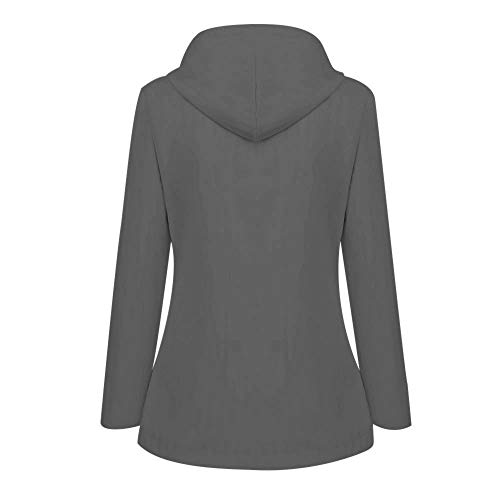 HULKY Chubasquero Mujer Impermeable Chaquetas Deportivo Invierno Abrigo con Capucha Rompevientos Secado Rápido Tops Montañismo Cardigan Outwear Casual Tallas Grandes(Gris,XXL)
