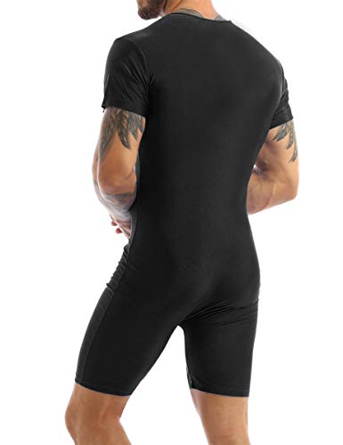 IEFIEL Maillot Cillismo para Ombre Leotardo Deportivo Monos de Gimnasia Ritmica Body Cortos Elástico Conjunto Ropa Interior Lencería para Hombre Negro XL