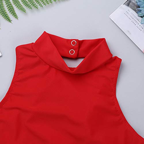 iiniim Niña Camiseta sin Mangas Cuello Alto Espalda Cruzada Abierto Prenda Gimnasia Correas Deportiva Ropa Interior de Danza Ballet Fitness Running Tank Top de Baile Elástica Rojo 12 años