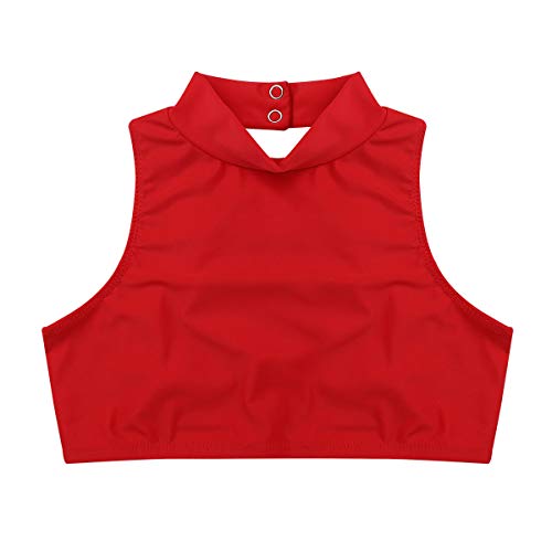 iiniim Niña Camiseta sin Mangas Cuello Alto Espalda Cruzada Abierto Prenda Gimnasia Correas Deportiva Ropa Interior de Danza Ballet Fitness Running Tank Top de Baile Elástica Rojo 12 años