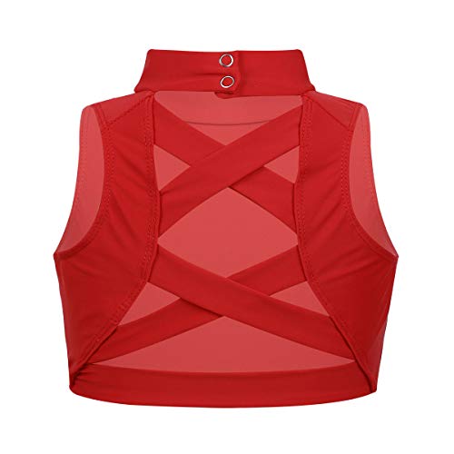 iiniim Niña Camiseta sin Mangas Cuello Alto Espalda Cruzada Abierto Prenda Gimnasia Correas Deportiva Ropa Interior de Danza Ballet Fitness Running Tank Top de Baile Elástica Rojo 12 años