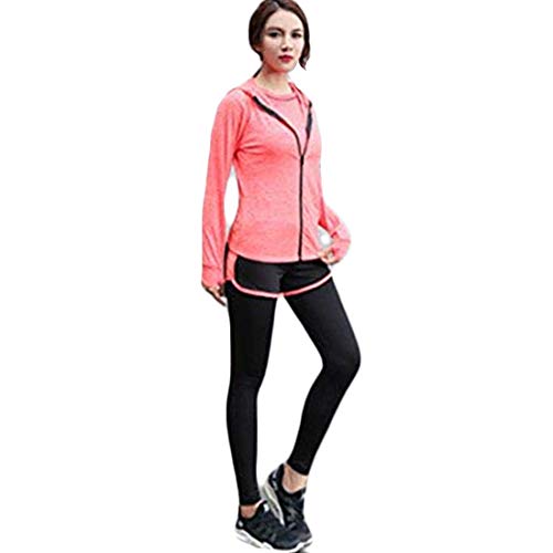 Inlefen Conjuntos de chándal de Mujer Conjunto de Traje de Deporte Conjunto de Ropa Deportiva Deportiva de Secado rápido Jogging Suave para Mujer Ropa de Yoga Conjunto de 5 Piezas Naranja XL