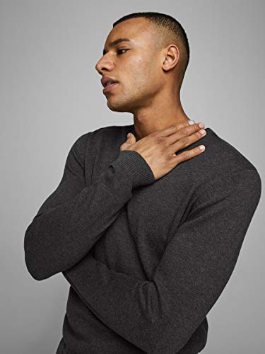Jack & Jones Jjebasic Knit Crew Neck Noos suéter, Gris (Dark Grey Melange Dark Grey Melange), Large para Hombre