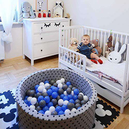 KiddyMoon 90X30cm/200 Bolas ∅ 7Cm Piscina De Bolas para Ninos Hecha En La UE, Gris Clr:Perla,Gris,Transparente,Rosa Clr
