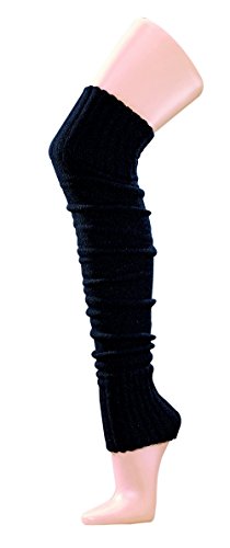 krautwear® - Calentadores de pierna para mujer y niña, 70 cm, certificado Öko-Tex Standard 100, años 80, negro, beige, rojo, blanco, gris, marrón Negro Talla única