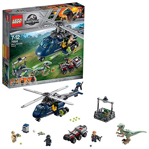 LEGO Jurassic World - Persecución en Helicóptero de Blue, Juguete para Niñas y Niños de 7 a 12 Años de la Película El Reino Caído (75928)