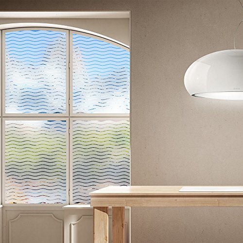 LEMON CLOUD Ventana Privacidad, Vinilo Cristal Ventana Autoadhesivo Laminas Cristal Ventana, Pegatina Electroestático Translúcido Anti UV Decorativos Oficina Cocina Ondulada Decoracion 45x200CM