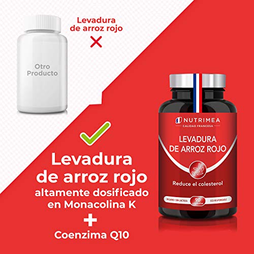 Levadura Roja de Arroz Coenzima Q10 Baja Tu Colesterol Monacolina K CoQ10 Dosis Concentrada Arroz Rojo Puro Monascus Purpureus Tratamiento 3 Meses 600 mg Capsulas Vegano