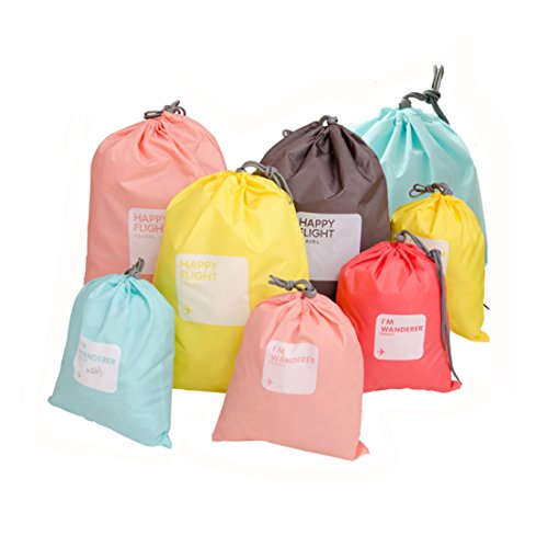 LZYMSZ 8 Piezas Nylon Lazo Bolsa Ropa Impermeable Bolso Viaje Bolsa Sucia Cable Bolsa ZapatosBolsa (8-PCS)
