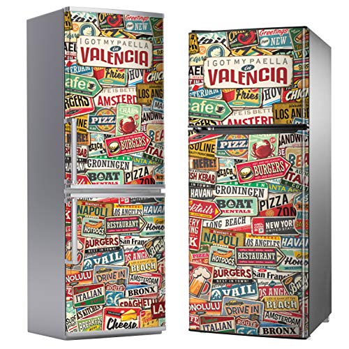 MEGADECOR Vinilo Adhesivo Decorativo para Nevera con Diseño de Carteles Vintage I Got MY Paella IN Valencia (200cm x 70cm)