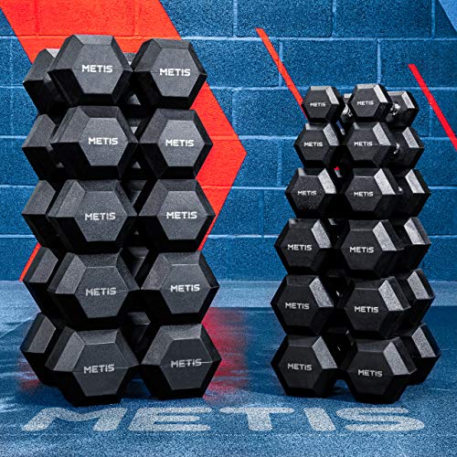 METIS Forza Mancuernas Hexagonales | Par de Pesas | Material Fitness y Musculación [2,5KG-30KG] | GANA Musculo y Pierde Grasa (15 KG)