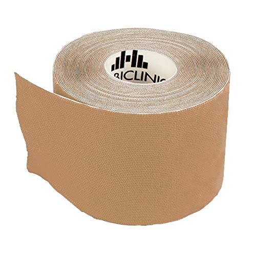Mobiclinic, Kinesiotape, Modelo Mobitape, Vendaje kinesiológico, Venda neuromuscular, Rollo kinesiotape, Alivio dolor muscular, Elásticas, Apto para múltiples zonas, 5x5 cm, Beige