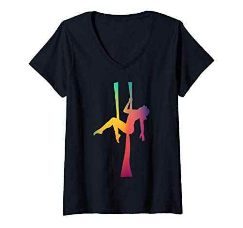 Mujer Gimnasta Aeronáutico Bailarín Bailarín de Acrobat Bailarín Camiseta Cuello V