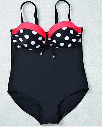 Mujer Retro 50s Punto Bikini Tallas Grandes Bañadores Una Pieza Traje De Baño Monokinis Rojo 50