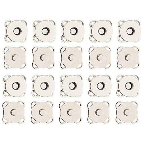 Nuluxi Magnético de Botón de Metal Coser Prendas de Metal Botones de Presión Botones de Presión de Metal Magnético Ideal para Coser, Manualidades, Ropa, Bolsos, Álbumes de Recortes y Más-18mm (Plata)