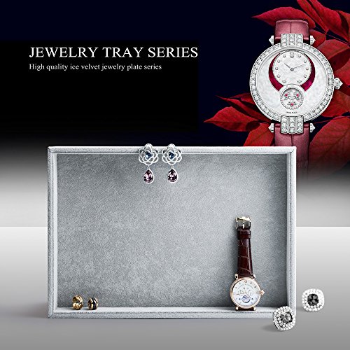 Oirlv Bandeja Plana de Terciopelo para joyería Bandejas apilables para escaparate de joyería