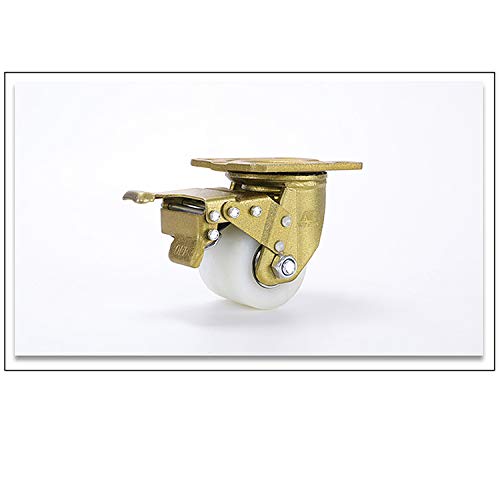OWUV 75mm Carrito Ruedas de Nailon Blanco Pesado (4 Piezas/Carga máxima 500kg), Ruedas pivotantes para Mueble, Rueda Industrial con Soporte Oro Vintage, Ruedas Giratorias para sofá/mesita de Noche