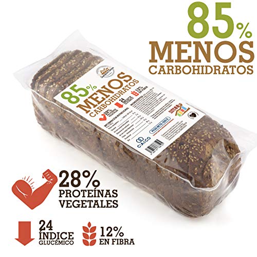 Pan Proteico SiempreTierno XXL 500 grs · Pan Keto Proteinado Bajo en Carbohidratos · 28% de Proteínas · Ideal dietas Hipocalóricas y Altas en Proteínas KETO · Dura hasta 88 días sin frio.