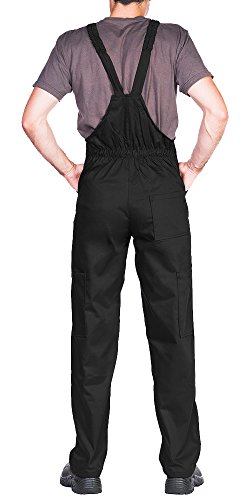 Pantalones con peto de trabajo para hombre, Made in EU, Mono de trabajo, Azur, blanco, rojo, verde, negro (S, Negro)