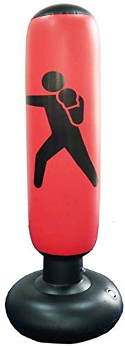 qiuqiu Saco de Boxeo autoportante Anti-frustración Soporte de Boxeo autoportante para niños Saco de Boxeo para inflar 160 cm de Altura Rojo y Negro-Red