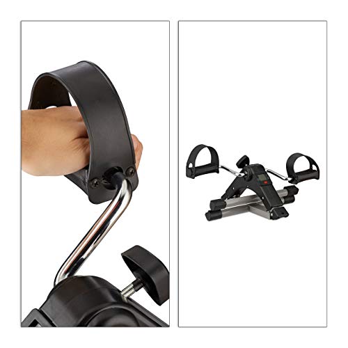 Relaxdays Ejercitador de Brazos y piernas, Plegable, para Oficina, hogar, Personas Mayores, Mini Bicicleta estática, 39 x 36 x 49,5 cm, Color Negro