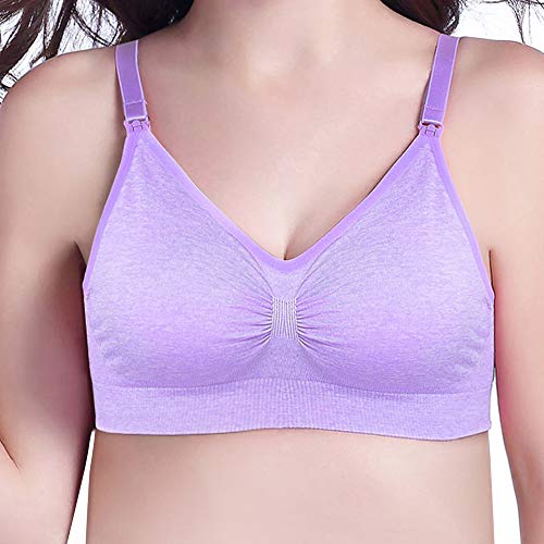 Rovtop 3 PCS Sujetador de Lactancia para Mujer de Sujetador de Maternidad sin Costuras Hebilla Acolchada y Extendida(Talla L)