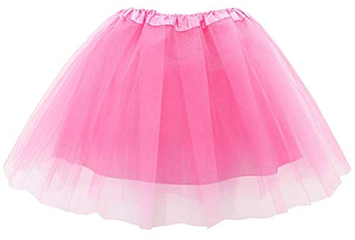 Ruiuzi Mini falda de tutú para mujer, 4 capas, para baile, disfraz, fiesta, Halloween, bailarina rockera Rosa. Talla única