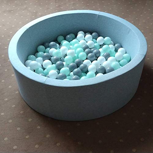 Selonis Blanda Piscina De Espuma 90X30cm/200 Bolas para Bebé Niño Redonda, Gris Clr:Blanco,Gris,Menta