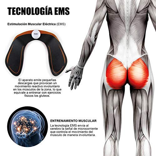 SILVANO Electroestimulador de glúteos para Fortalecer la Musculatura y Quemar Grasa sin Hacer Esfuerzo ni gastar Tiempo. Realza y tonifica la Zona tratada. También para Otras Zonas. (Negro&Naranja)