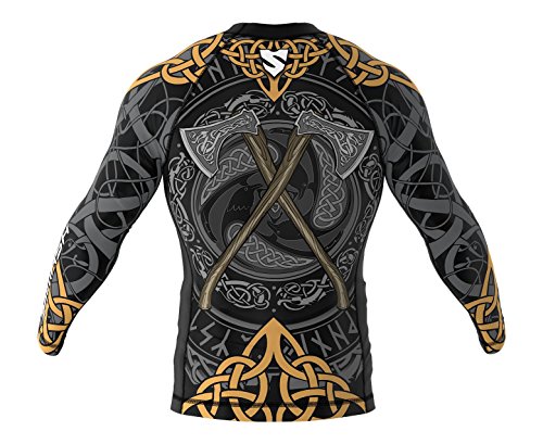 SMMASH Viking Rashguard Hombre Manga Larga, Camisetas Hombre para MMA, Artes Marciales, Krav Maga, BJJ, K1, Karate, Material Transpirable y Antibacteriano, (S)