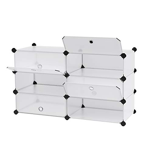 SONGMICS Estantería por Módulos, Organizador de Zapatos, Zapatero con 6 estantes, 43 x 31 x 105 cm, Resistente al Polvo, Color Blanco LPC06W