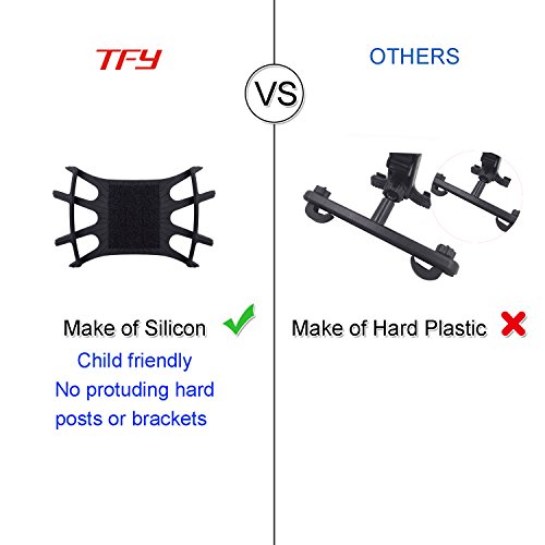 Soporte de iPad para el Coche TFY Soporte de iPad para Reposacabezas de Coche con Malla de Silicona para Sujetar Teléfonos Móviles de 4,5 a 6 Pulgadas y Tablets de 7 a 10,5 Pulgadas