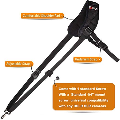 SUPRBIRD Correa de Hombro para cámara, Paquete de fotografía Profesional - ampliada Correa para el Hombro con Placa de Montaje de Correa de Seguridad para cámaras SLR réflex Digital (Black)