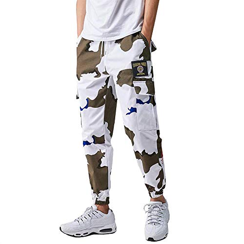 Tasty Life Monos para Hombres, Pantalones para Correr, Efecto De Camuflaje, Tendencia Casual, Pantalones, Ropa De Trabajo Informal, Bolsillos Múltiples, Pantalones Cómodos(XL)
